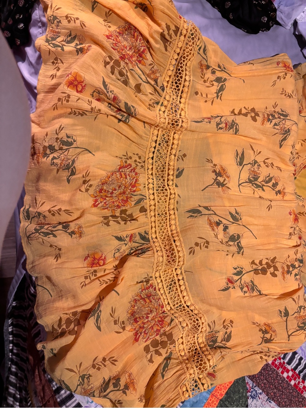 J. Crew Yellow Floral Crochet-Trim Camisole